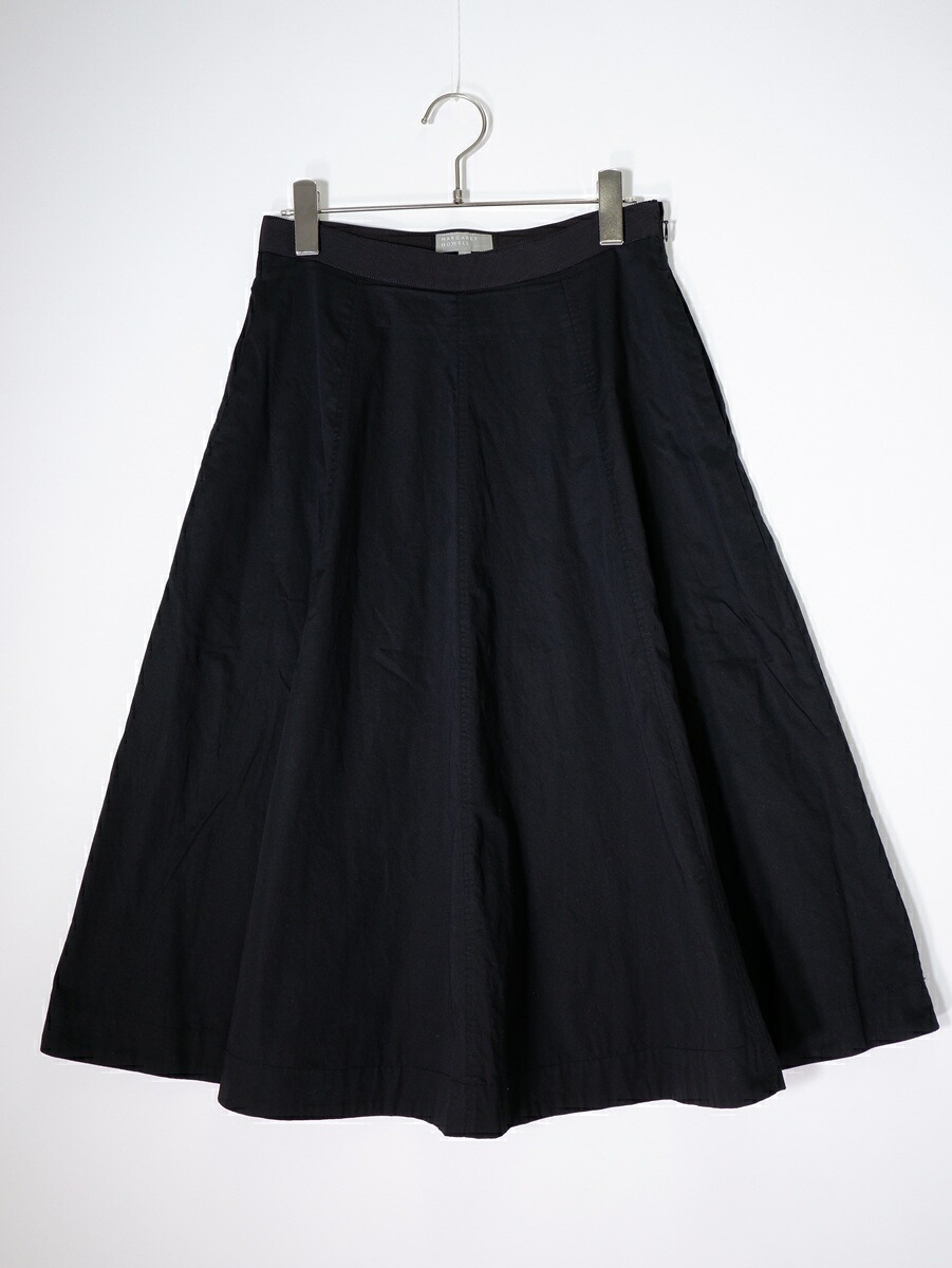 MARGARET HOWELLマーガレットハウエル WASHED COTTON SATIN SKIRT ウォッシュドコットンサテン フレアスカート【LSKA82298】【ブラック】【1】【中古】【沖縄.離島以外 送料無料】【DM260609】｜ブランド古着の買取販売 渋谷FILT