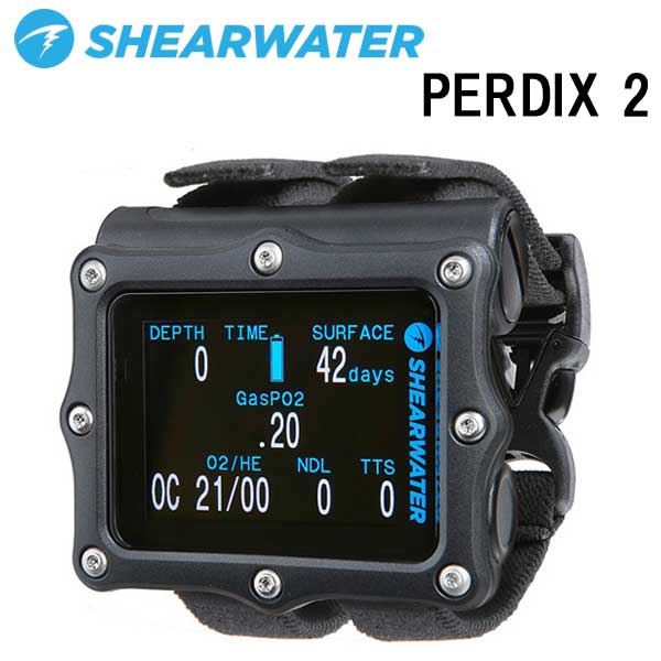 SHEARWATER シェアウォーター PERDIX 2 TI Black パディックス２ ブラック マルチガス対応 ダイブコンピュータ ユーザーで電池交換可能 大きなスクリーン 高い耐信頼性はそのままに小型化