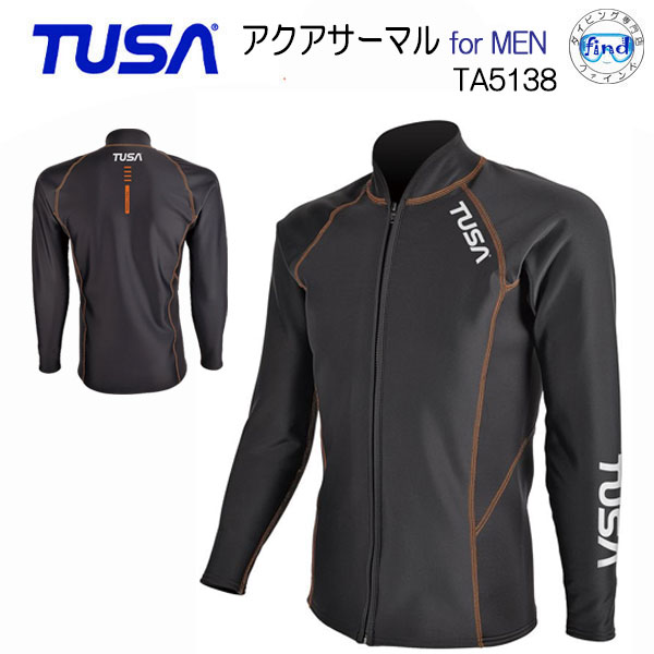 2026新商品 TUSAアクアサーマル 長袖 TA5138 保温性 防風性 通気性 柔軟性を確保 裏生地はフリース サイド生地はクロロプレンゴム UPF50+紫外線カット 着脱しやすいフルジップダイビング シュノーケリング メンズ 男性向け|ダイビング専門店ファインド