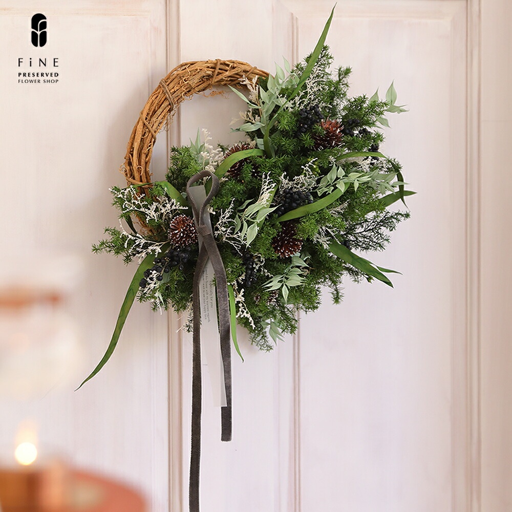 楽天市場】プリザーブドフラワー クリスマス リース 70cm クリスマス