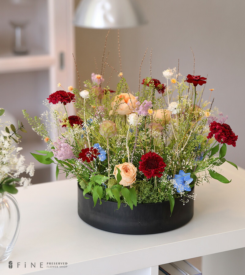 15時まで即日出荷 ギフト ベリンダ あす楽 送料無料 開店祝い 開院祝い 開業祝い オープン祝い リース モスバスケット ローズ プリザーブドフラワー プレゼント 有料バッグ L対応 移転祝い 花