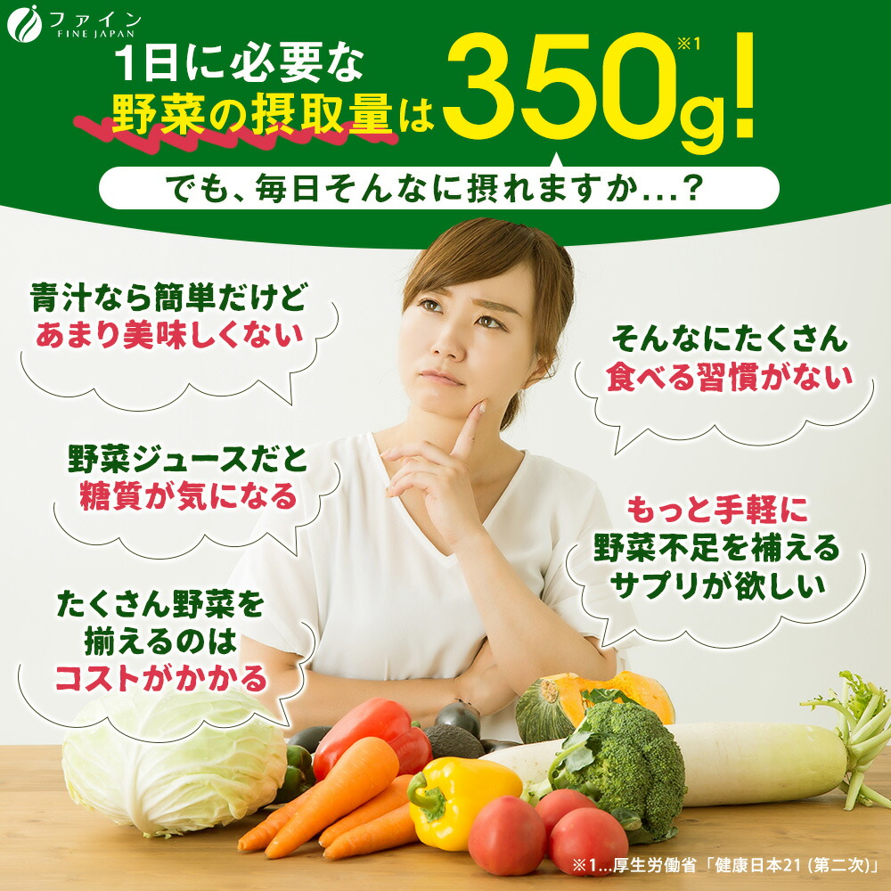 楽天市場】[ポイント10倍] ゼリーDeサプリ おいしい野菜 20包 ファイン 300G(15G×20本) 野菜不足 食物繊維 カリウム カルシウム ビタミンA ビタミンC ビタミンE 配合：健康食品のファイン公式楽天市場店