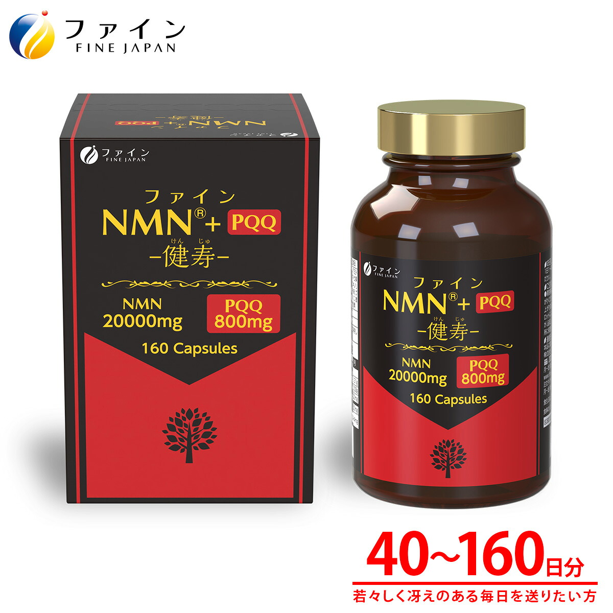 【送料無料＆4/10までP10】 ファイン NMN - 健寿 -+PQQ160粒 72g(450mg×160粒) ビタミンB3 PQQ β- ニコチンアミドモノヌクレオチド サーチュイン遺伝子 レスベラトロール 若々しさ 健康