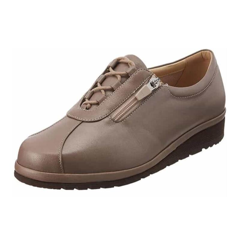 【asics アシックス】PEDALA ペダラ 4E WPM466-M68 新色 オーク材薄墨色 ジッパー付き添い人\u003cBR\u003e上っ側ジッパー 紐靴 履き分かりやすい 歩き分かりやすい 疲れにくい 生まれながらなめし革 牛皮\u003cBR\u003eレディース 成人女性靴 母の日 差し上げ物に ウォーキング ゆったり 日本製