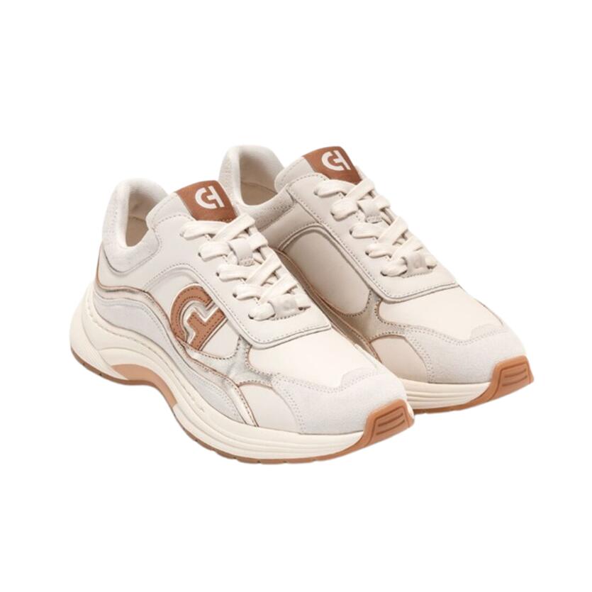 【COLE HAAN 電話を掛けるハーン】W33641 GRANDPRO 地びた労働者階級 エレアナ 伝令 womens\u003cBR\u003e象牙色/ゴールド/ビスキット スエードクロス スニーカー 置き目とり捨てる 紐靴 厚底 音の大きさ\u003cBR\u003eレディース 成人女性靴 心地好い 今めかしい 窈窕たる 今めかしい ウォーキング 通い 旅する