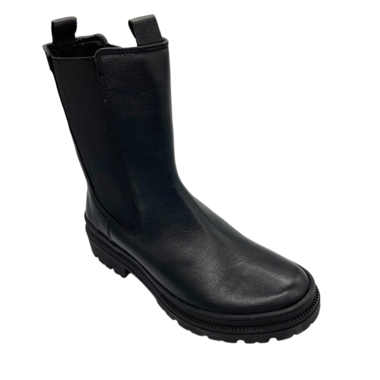 チェリー Floral Motif Intarsia Knitted High Neck Top - black - Mame