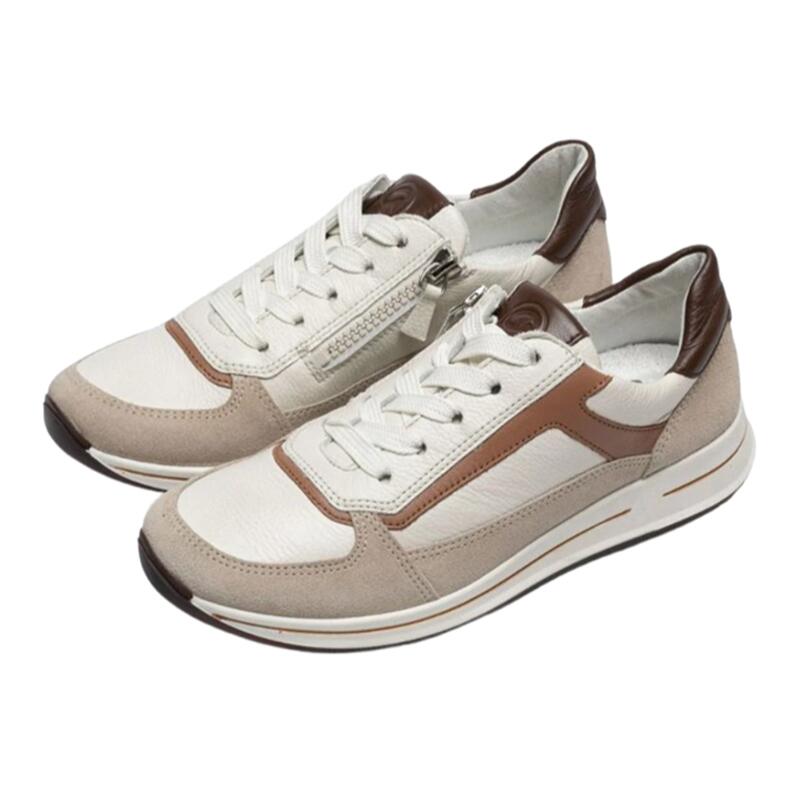 【ara アラ】12-24826 OSAKA 2.0 SHELL,CREAM,MOCCA,MOUSSE 05 皮膚軟化剤 ベージュ 赤銅色\u003cBR\u003eスニーカー 内辺チャック サイドジップ 履き分かりやすい 歩き分かりやすい 疲れにくい 軽さ\u003cBR\u003eレディース お上さん靴 コンフォート ウォーキング 余暇 旅する 心地好い 生まれながらなめし革