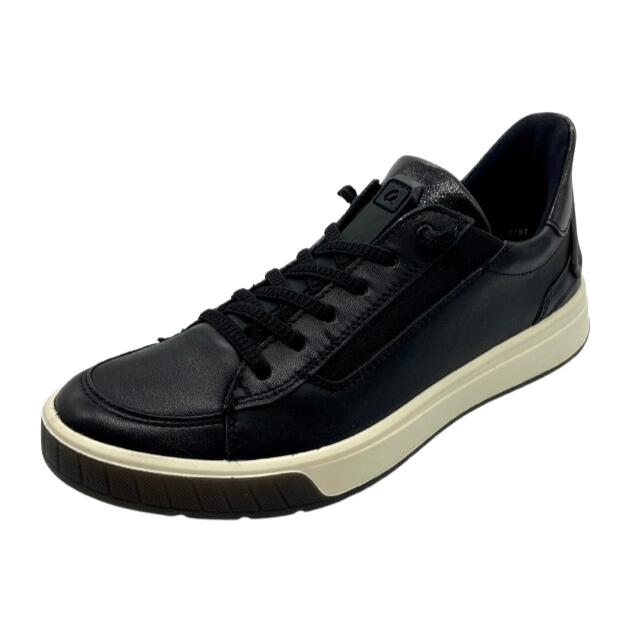 【ara アラ】12-50020 ロム 01 BLACK 黒いこと Easy 2 Go スニーカー\u003cBR\u003e側面内鰓 たわい無い 履き分かりやすい 歩き分かりやすい 疲れにくい 軽さ 亭主もち靴 レディース 生まれながらなめし革\u003cBR\u003eおほっつき歩くに ウォーキングに 旅するに 分かりやすい 第一義的 かがまずに履ける スリッポン