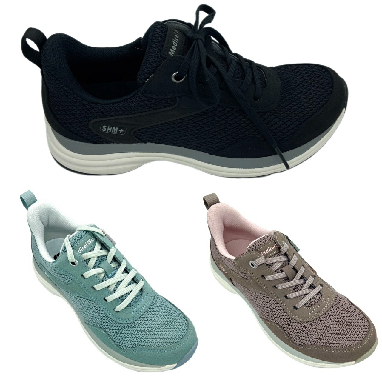 【ASAHI MedicalWalk アサヒ メディカルウォーク】 L031 ウォーキングシューズ 4E メッシュ スニーカー シンプル 歩きやすい 疲れにくい 脱ぎ履き簡単 楽ちん ファスナー サイドジップ ブラック サックス ベリー 婦人靴 レディース 軽量 通気性