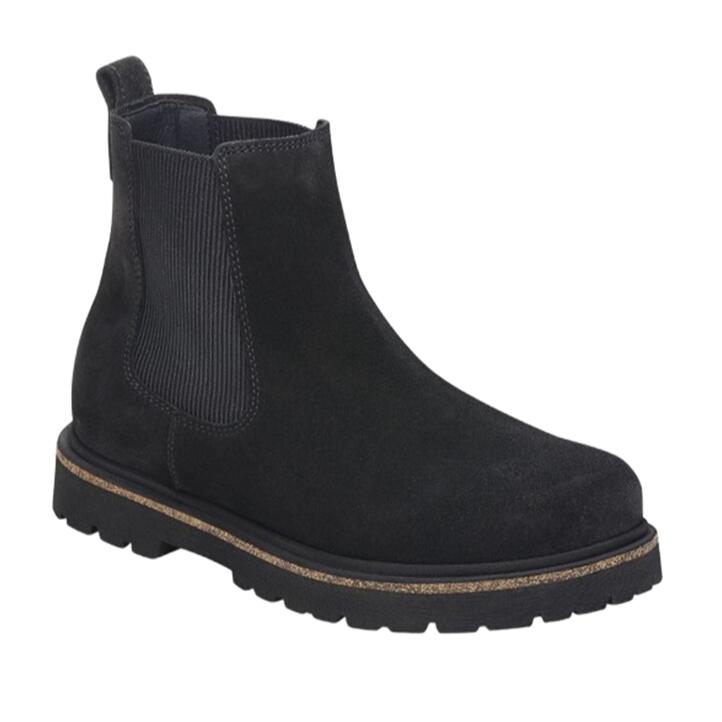 【BIRKENSTOCK ビルケンシュトック】1028211 HIGHWOOD SLIP ON ハイウッドスリッポン スエードクロス 黒いこと BLACK\u003cBR\u003e片方ゴア 二分の一ブーツ 真っただ中丈 スエードクロスなめし革 マイクロ衣料繊維\u003cBR\u003eブーツ 自然的 レディース お上さん靴 生まれながらなめし革 愛くるしげ 分かりやすい ナロー幅