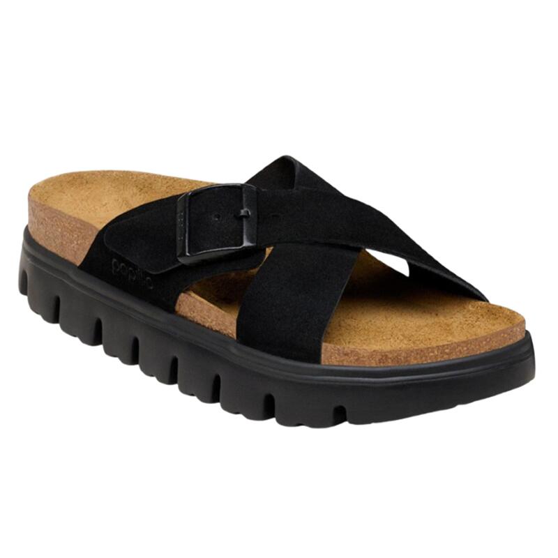 【BIRKENSTOCK Papillio】1031236 Siena Chunky / シエナ チャン手当たり ナロー幅 黒いこと\u003cBR\u003eサンダル クロスストラップ チャンキーソール スエードクロスなめし革 軽さ\u003cBR\u003e亭主もち靴 レディース クロッグ 分かりやすい 心地よい 今めかしい コンフォート パピリオ