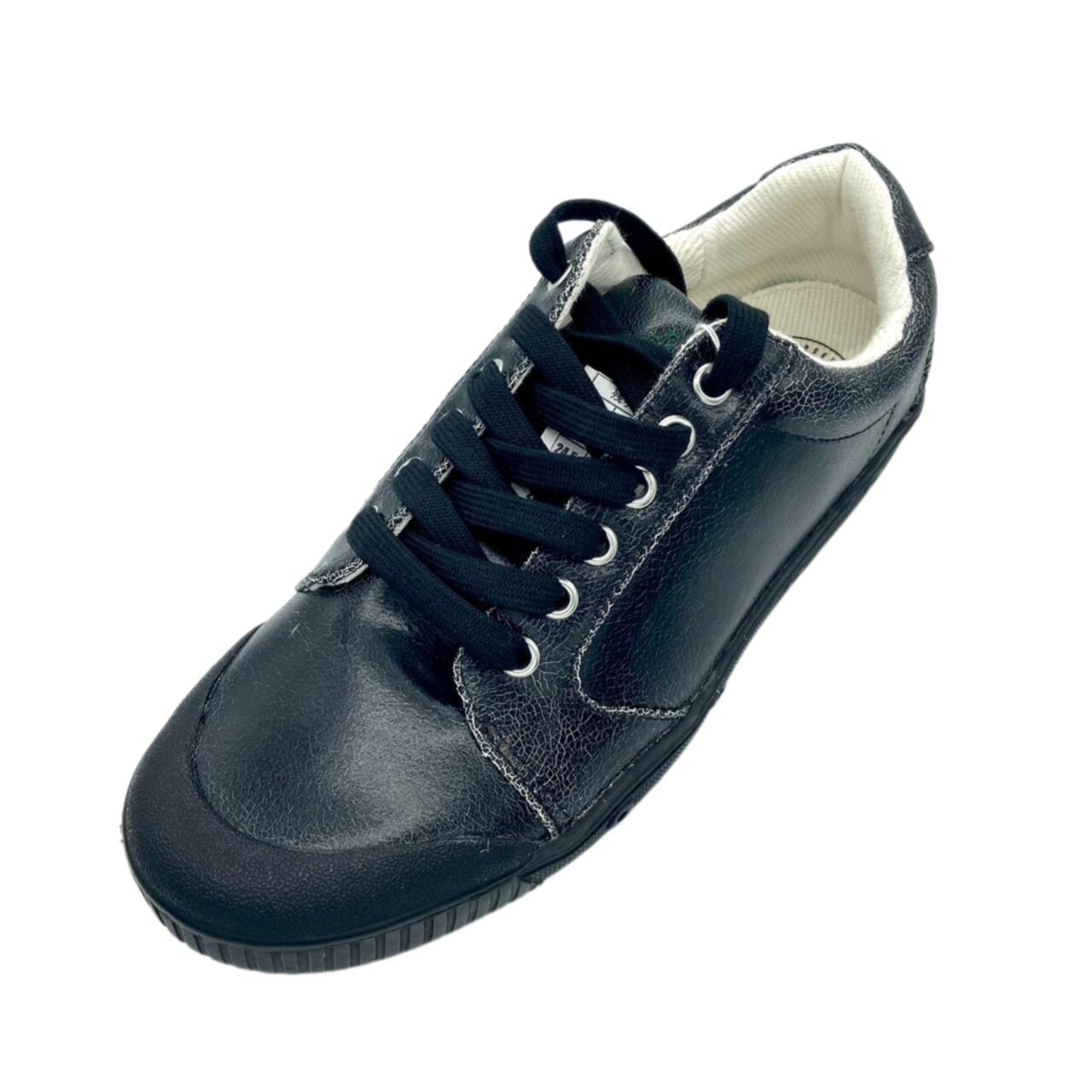 【SPRING COURT スプリングコート】C2N-CL13 CRACKLED BLACK クラックドレザー ブラック スニーカー ローカット カウレザー オーガニックコットン 軽量 紐靴 紳士靴 かっこいい おしゃれ シンプル 靴 メンズ シューズ フランス パリ