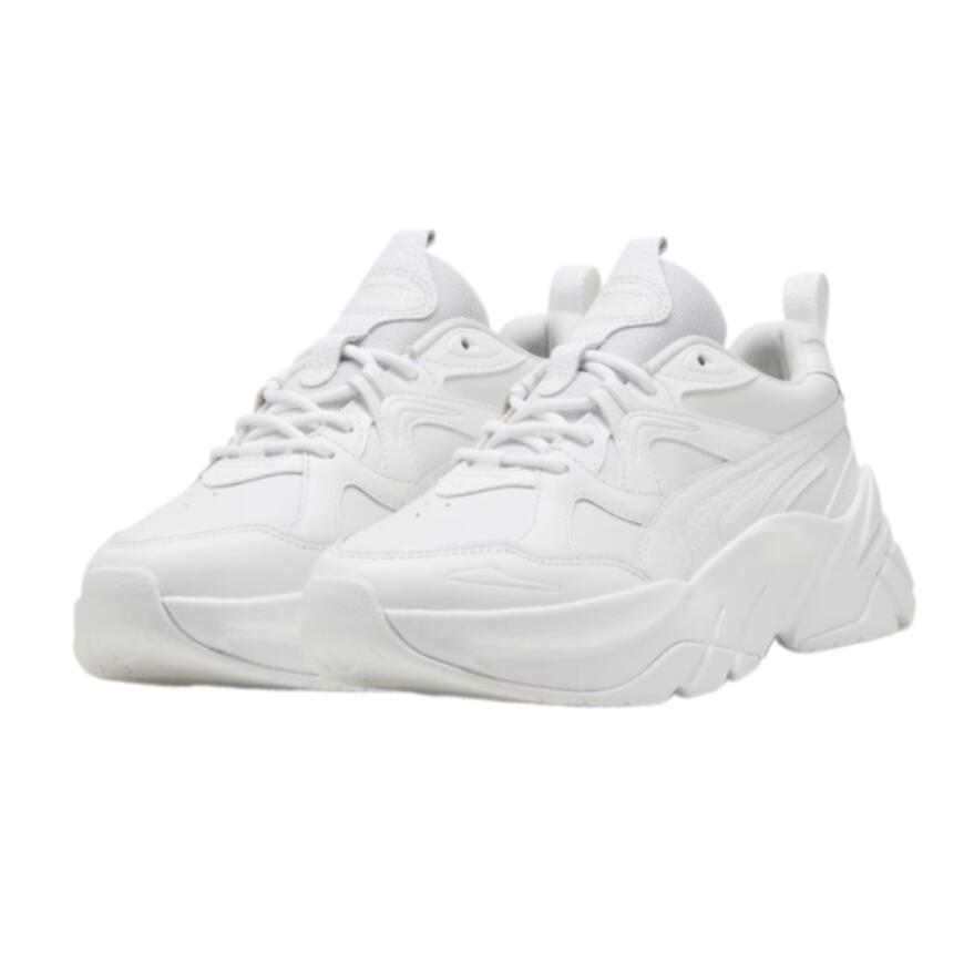 【PUMA プーマ】398555-01 ウィメンズ ソフィア レザー スニーカー PUMA White 白<br>厚底 ボリュームスニーカー ホワイトスニーカー 歩きやすい 疲れにくい スタイルアップ<br>婦人靴 レディース シンプル おしゃれ かわいい かっこいい スポーティ ファッション