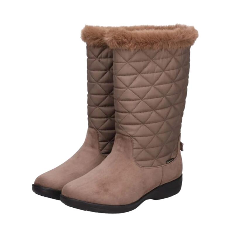 【madras Walk マドラスウォーク】GORE-TEX ボア付きブーツ MWL4003 キルト オーク 4E<br>冬底 防水 透湿 防滑 ゴアテックス ハイドロストッパー ガラス繊維 雨雪氷 雪寒地<br>レディース 婦人靴 履きやすい 歩きやすい 軽量 幅広 旅行 キルティングファーブーツ