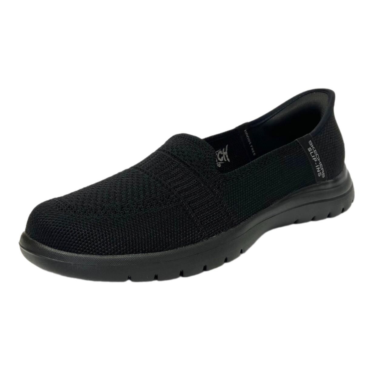 【 SKECHERS スケッチャーズ 】138181 Slip-ins スリップインズ オンザゴー フレックス カメリアブラック スニーカー パンプス スリッポン 履きやすい 歩きやすい 疲れにくい 軽量婦人靴 レディース おしゃれ シンプル かわいい エンジニアードニット モノトーン 2E|Fine Walk