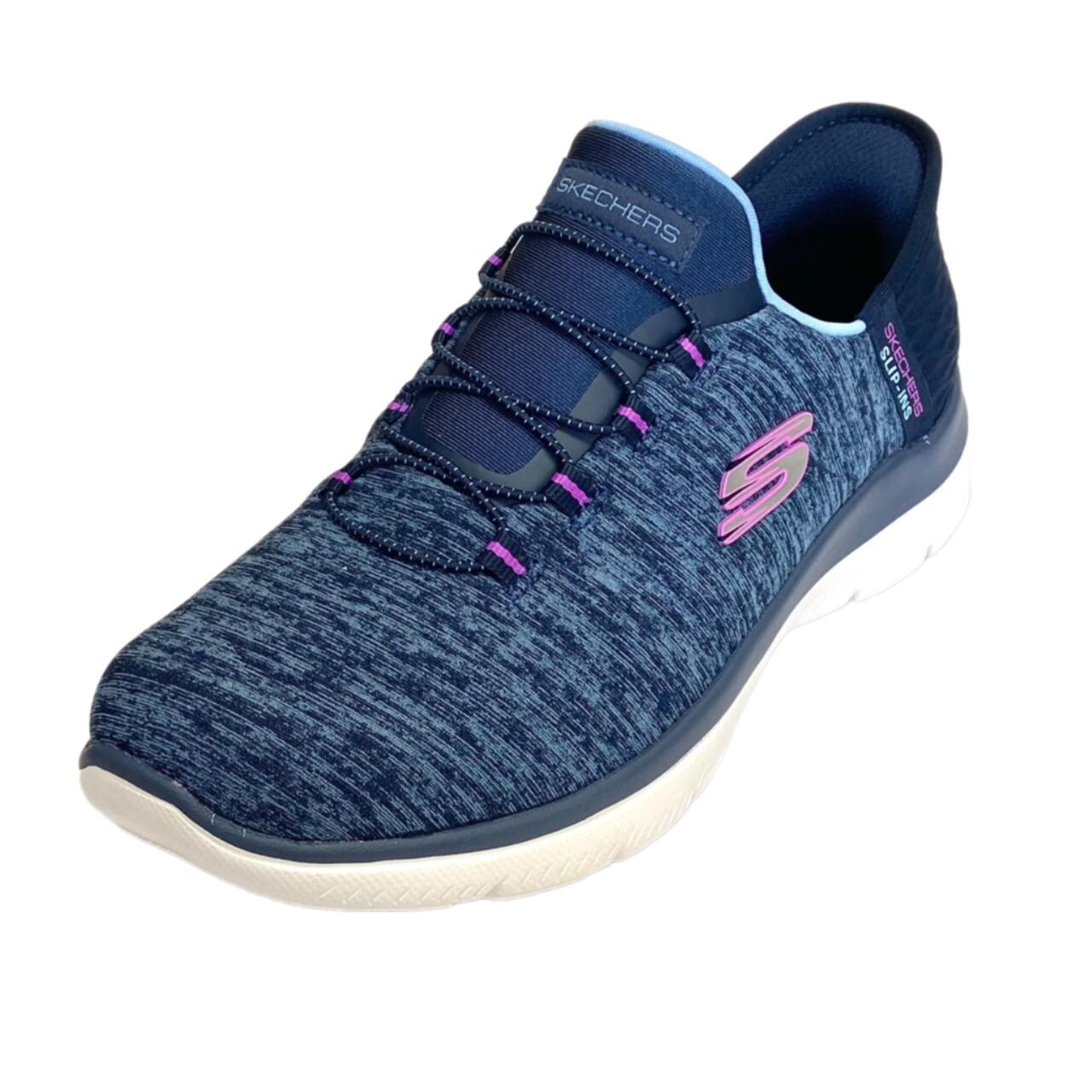 【 SKECHERS スケッチャーズ 】149937W スリップインズ サミッツ ダズリング ヘイズ\u003cBR\u003eNVPR 米国海軍 / パープル 歩き分かりやすい 履き分かりやすい 疲れにくい 軽さ たわい無い 広広とした相応う 4E\u003cBR\u003e亭主もち靴 レディース かっこ良い 分かりやすい バンジーレース 天然ゴム紐 スリッポン スニーカー 靴-レディース靴-スニーカー
