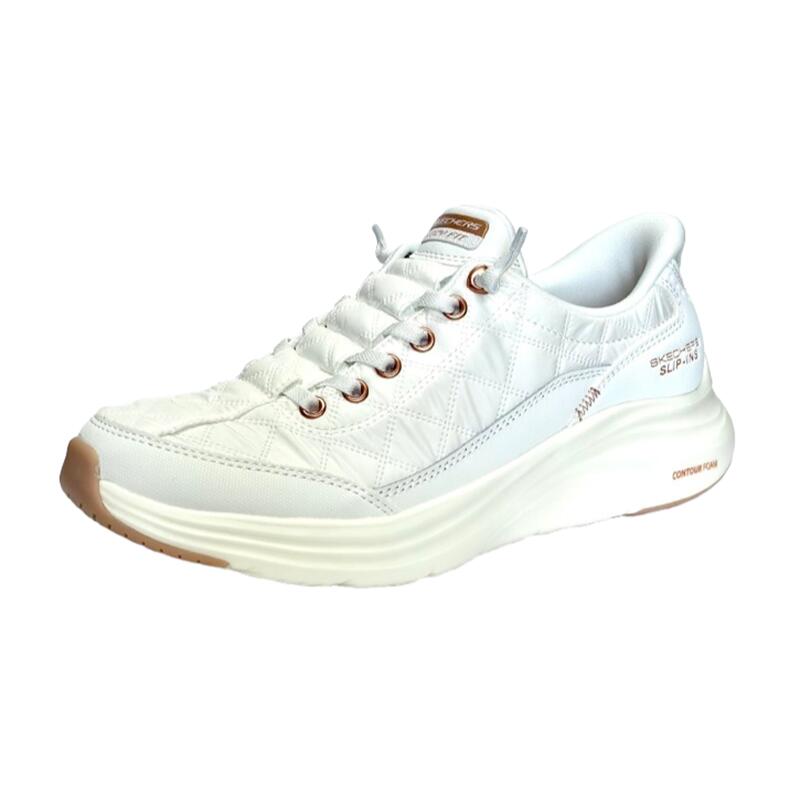 【 SKECHERS スケッチャーズ 】150413 スリップインズ Slip-ins コンツアーフォーム コージーフィット ゴールデン アワー WTRG ホワイト/ローズゴールド キルト ストレッチレース ゴム紐 軽量 婦人靴 レディース おしゃれ シンプル スリッポン スニーカー 2E相当