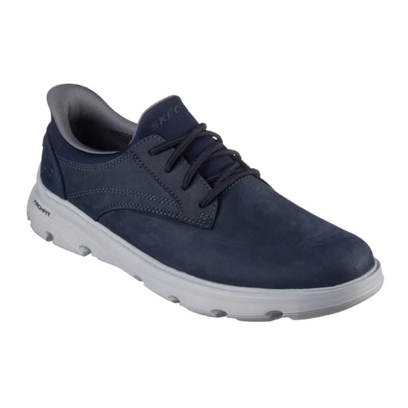 【 SKECHERS スケッチャーズ 】205511 スリップインズ リラックスドフィット アーチフィット ガルザ ラングストン NVY ネイビー レザー スニーカー 履きやすい 歩きやすい 疲れにくい 軽量 紳士靴 メンズ ビジネス 通勤 シンプル 固定式ストレッチレース ゴム紐 2E相当