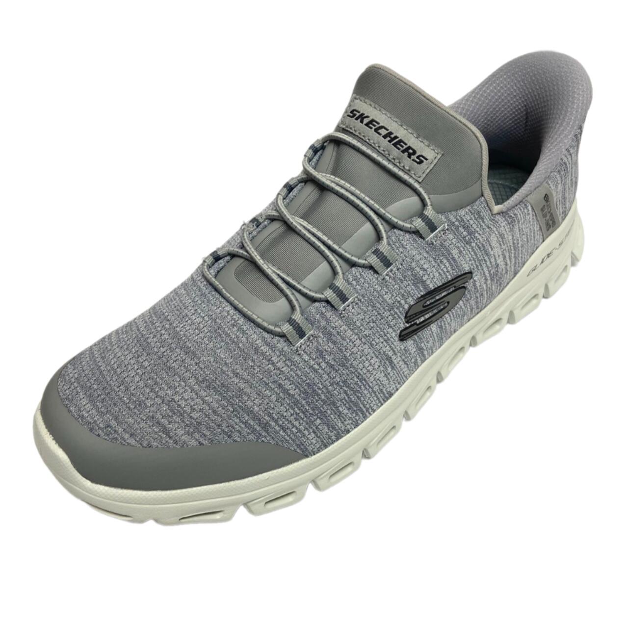 【 SKECHERS スケッチャーズ 】233011 スリップインズ グライドステップ ゼフィール GRY グレー 歩きやすい 履きやすい 疲れにくい 軽量 軽い 厚底 ボリューム 紳士靴 メンズ おしゃれ シンプル バンジーレース ゴム紐 スリッポン スニーカー 2E