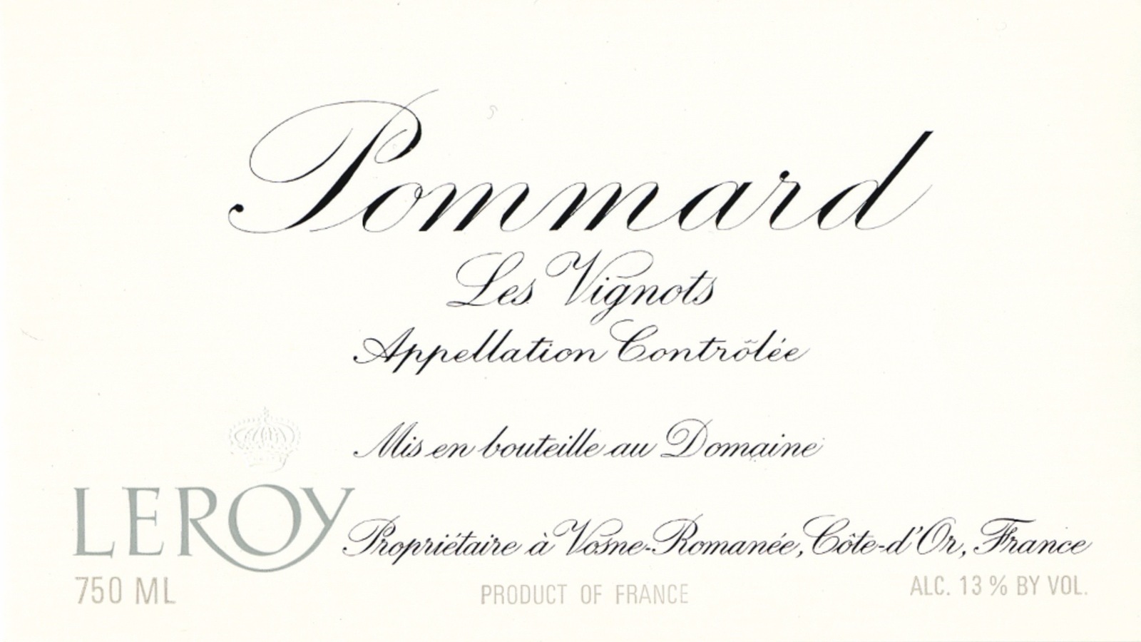 Pommard les Vignots Domaine Leroy 1995 / ポマール　レ　ヴィーニョ　ドメーヌ　ルロワ　1995｜Fine and Rare