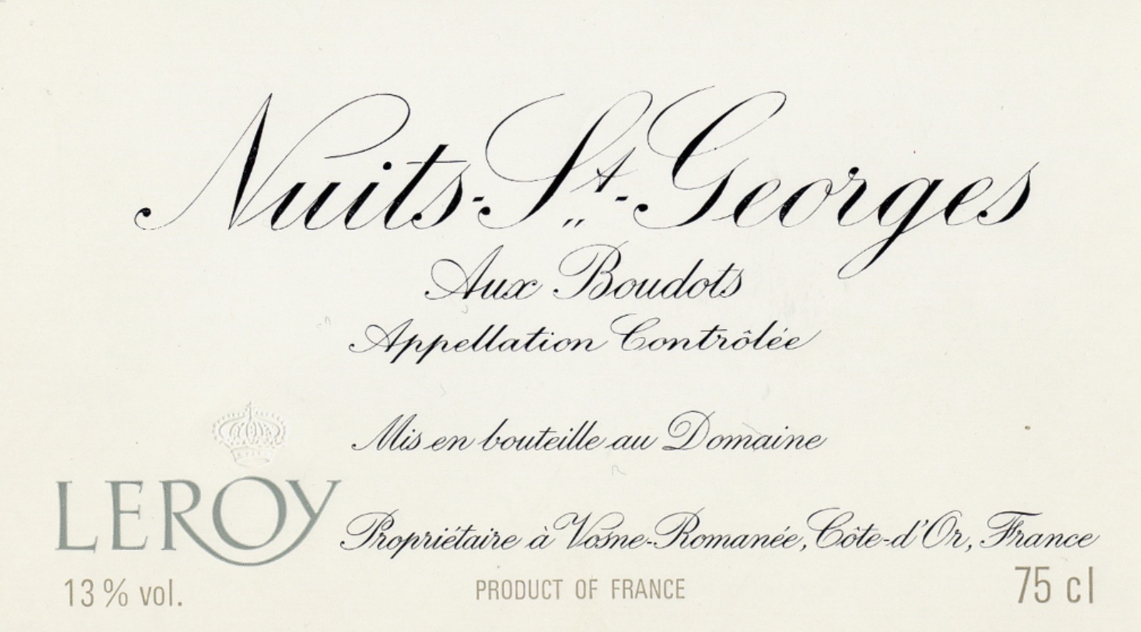 Nuits-St-Georges Aux Boudots Domaine Leroy 2002 / ニュイ　サン　ジョルジュ　オー　ブード　ドメーヌ　ルロワ　2002｜Fine and Rare