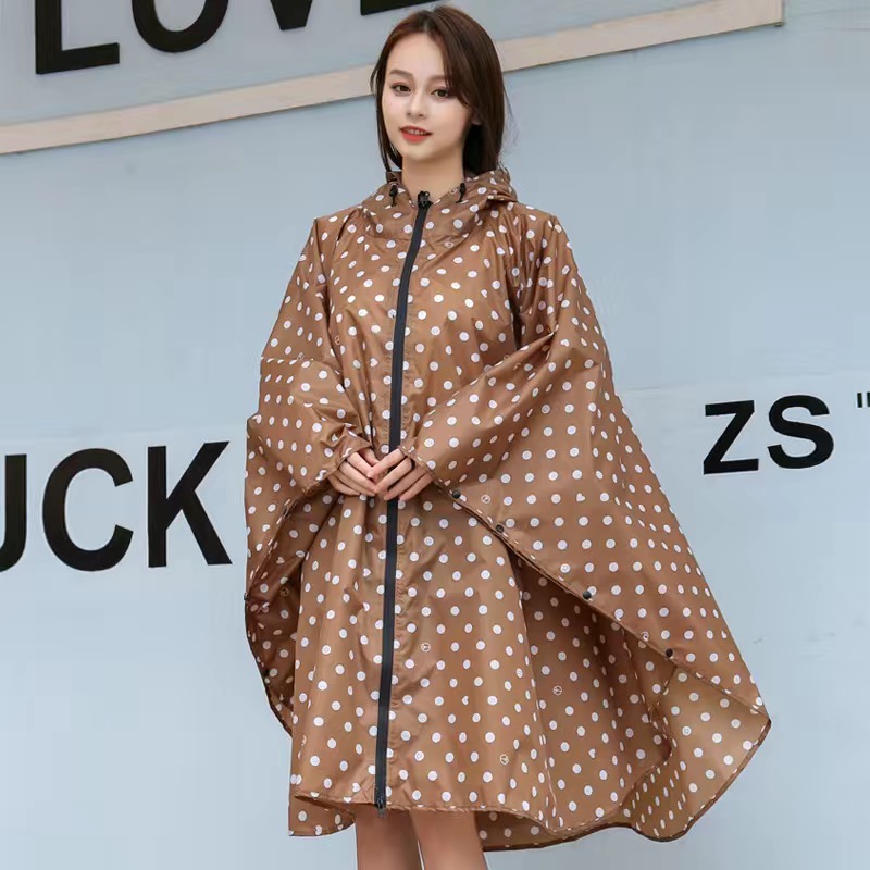 ロング丈 レインポンチョ 軽い 防水 Uvカットで急に晴ても大丈夫 かわいい ブラウンドット ロング丈 レインポンチョ 軽い 防水 Uvカットで急に晴ても大丈夫 かわいい ブラウンドット
