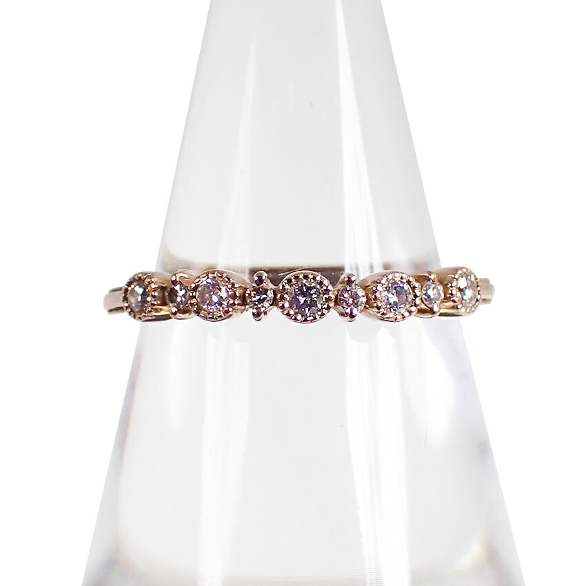 【中古】agete/アガット/K18PG/ダイヤモンド/0.14ct/リング /10号/j48-1