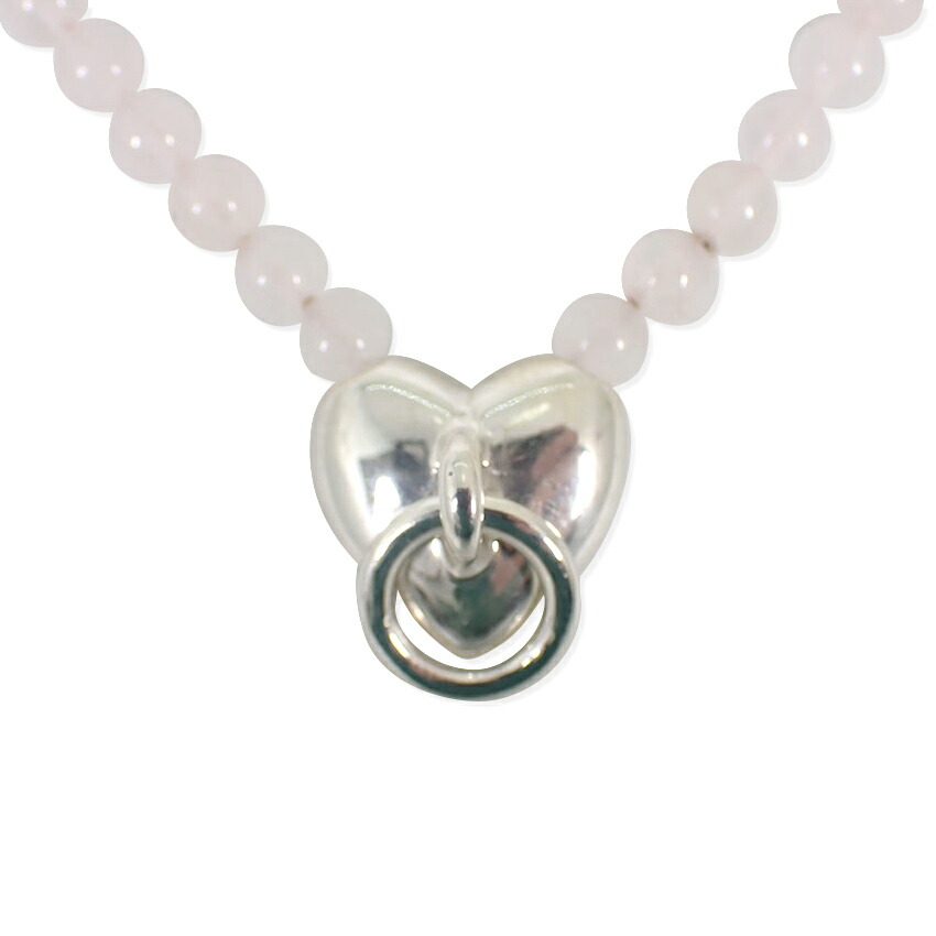 【中古】TIFFANY/ティファニー 925/ローズクオーツ/ドアノック/ハート/ペンダント/ネックレス/j199-2