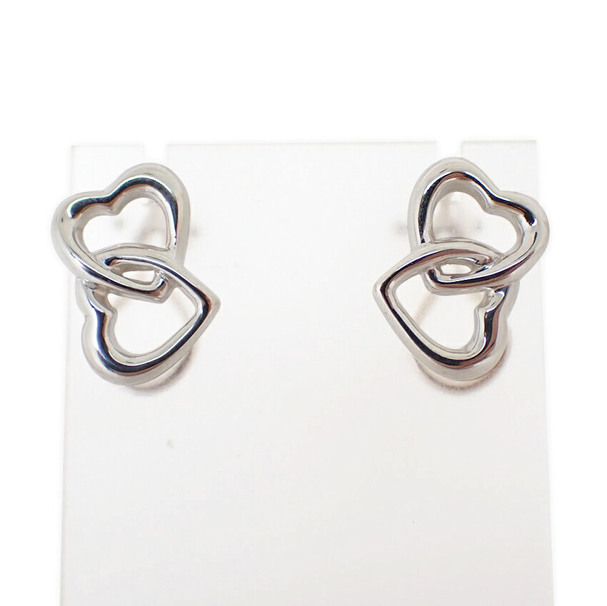 【中古】TIFFANY/ティファニー 925 ダブルハート イヤリング/j278-7|ジュエラー チック