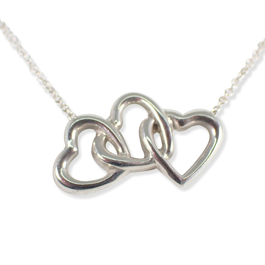 【中古】TIFFANY/ティファニー 925 トリプルハート ペンダント/ネックレス/j166-8