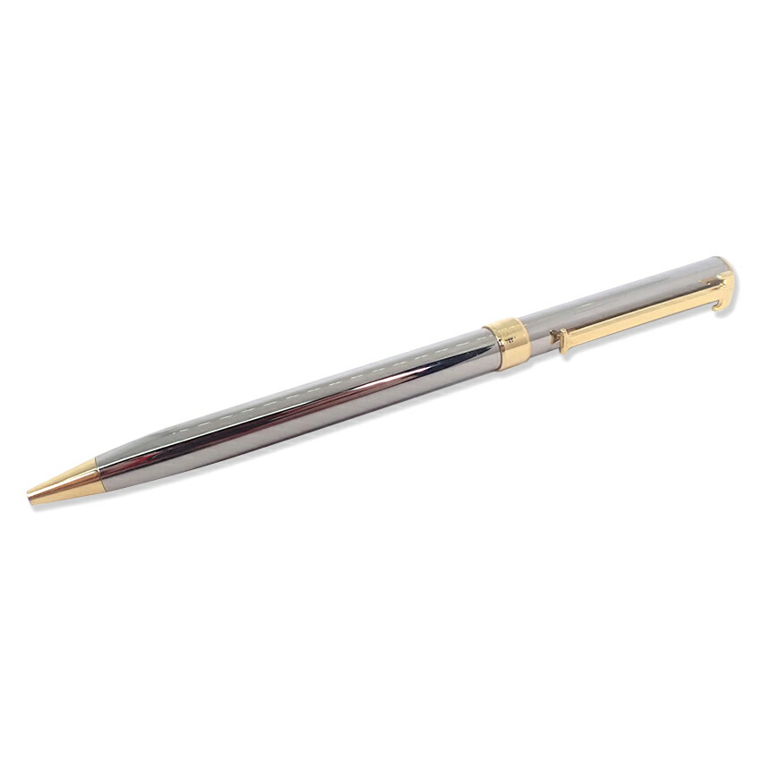 【中古】TIFFANY/ティファニー  しろがね色×ゴールド 色合い 捻じれ式 ボールペン /j223-12