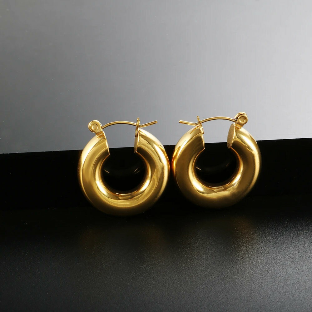 【送料無料】 】 ピアス ステンレス ゴールド シンプル フープ レディース メンズ ファッション ユニセックス パーソナリティ パンク ヒップホップ スチール カラー ジュエリー スチームパンク アクセサリー