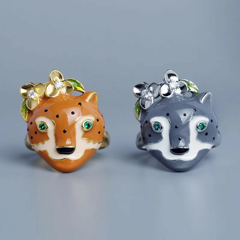 【送料無料】 】 指輪 リング 動物 アニマル ライオン ヒョウ ハート キング レディース 新しい かわいい 獅子 ハイ 品質 ハンドメイド エナメル ジュエリー クリエイティブ カップル 誕生日 ギフト レオパード 豹