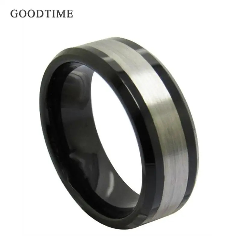 【送料無料】 】 指輪 リング タングステン 黒 ブラック シルバー メンズ トレンド カーバイド カラー 霜 シルク 結婚式 ウェディング 婚約 ジュエリー ギフト