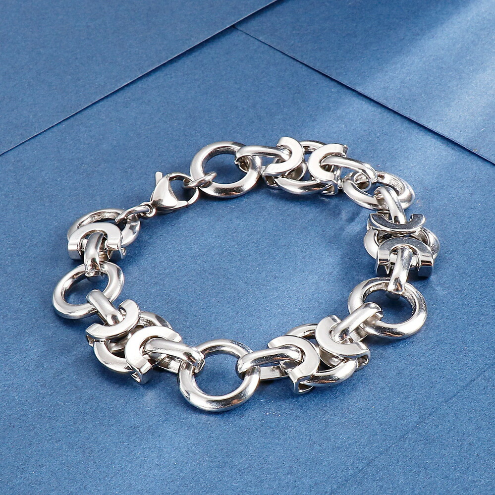 【クーポン利用で4850円】 【クーポン利用で4850円】 指輪 リング ネックレス ステンレス チェーン ラウンド レディース メンズ 15mm ヒップホップ ビザンチン リンク スチール 厚い ジュエリー 襟