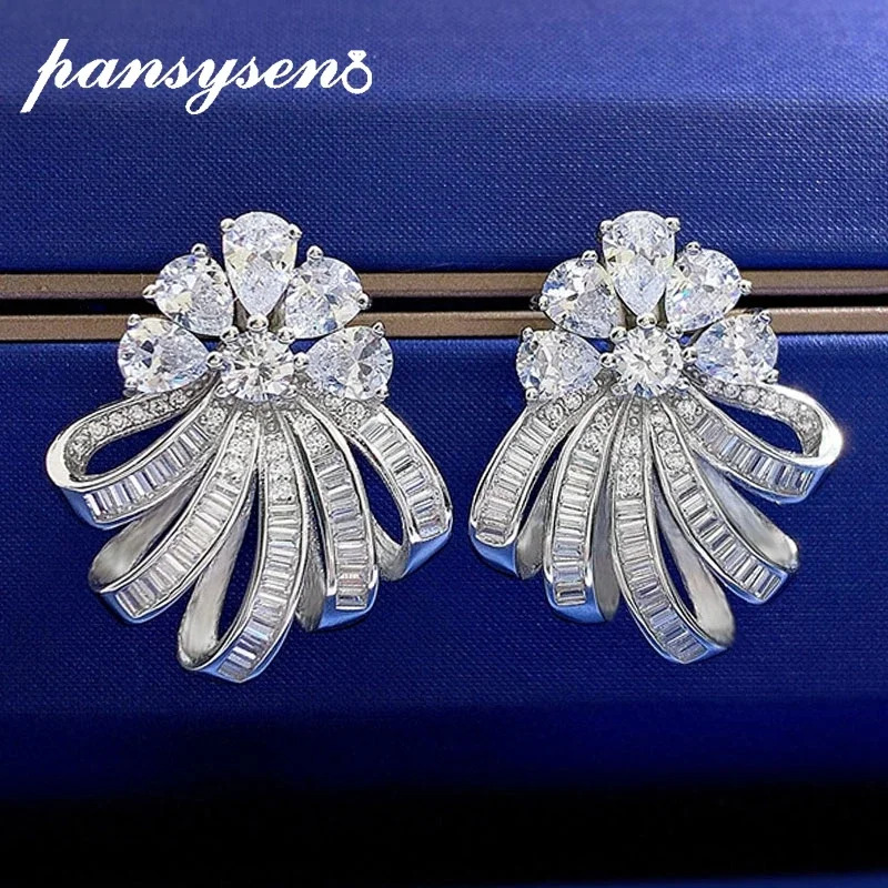 【クーポン利用で18580円】 【クーポン利用で18580円】 ピアス ダイヤモンド 花 フラワー シルバー ストーン リング レディース 新しい クラシック ピュア 925 ジュエリー 輝く スパークリング ハイ カーボン ジェムストーン スタッド 結婚式 ウェディング ギフト