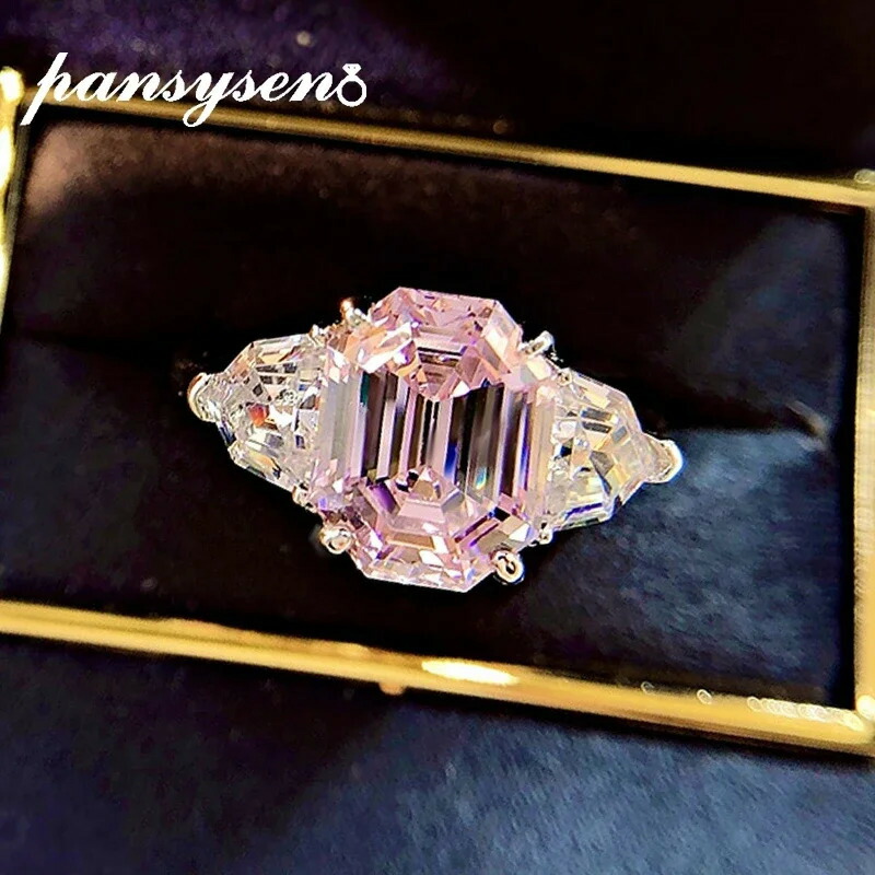 【クーポン利用で19270円】 【クーポン利用で19270円】 指輪 リング ダイヤモンド シルバー ピンク レディース ロマンチック 100% 925 スターリング アッシャー カット サファイア ハイ カーボン 結婚式 ウェディング ファイン ジュエリー