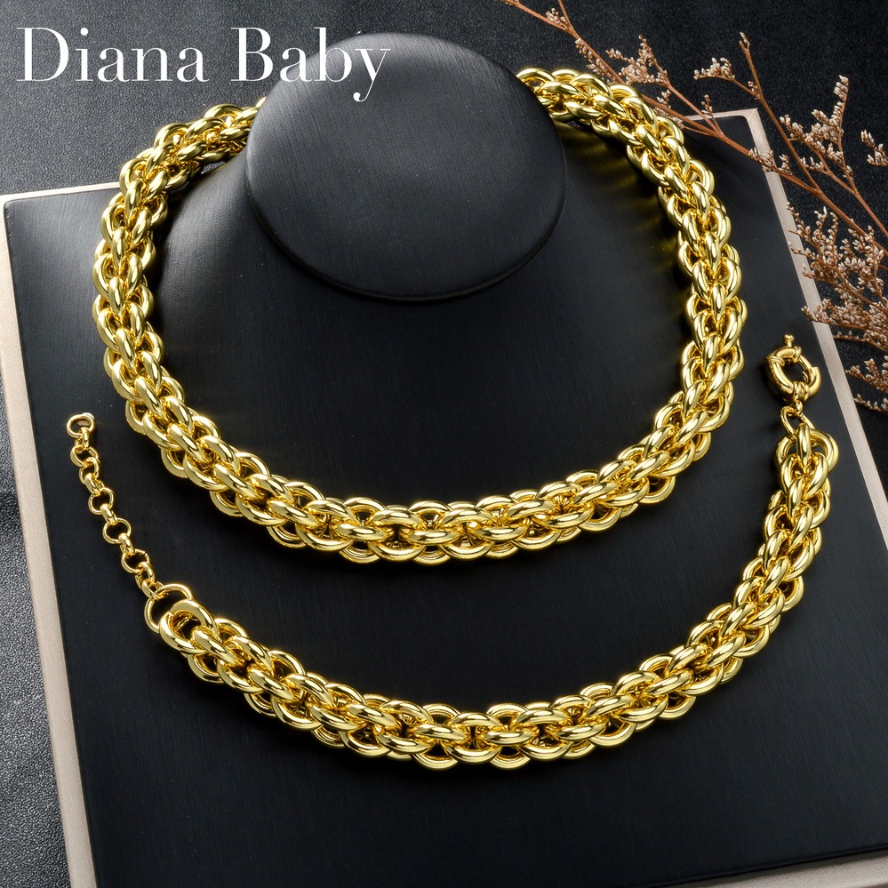 【送料無料】 ブレスレット ネックレス ゴールド チェーン レディース 18K24K プレート 防水 織り込み ひも セット 贅沢 ジュエリー｜FineJewelrys