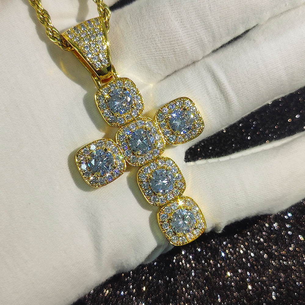【クーポン利用で8480円】 ペンダント ネックレス ジルコニア ドロップ テニス クロス ピック レディース ヒップ ホップ アイス アウト ジュエリー 大 クラスター スポーツ キュービック ジルコン CZ｜FineJewelrys