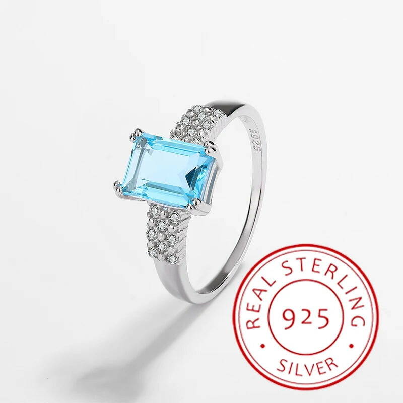 【クーポン利用で4840円】 【クーポン利用で4840円】 指輪 リング シルバー スクエア シンプル レディース クラシック 多用途 四角 サファイア 4,486円