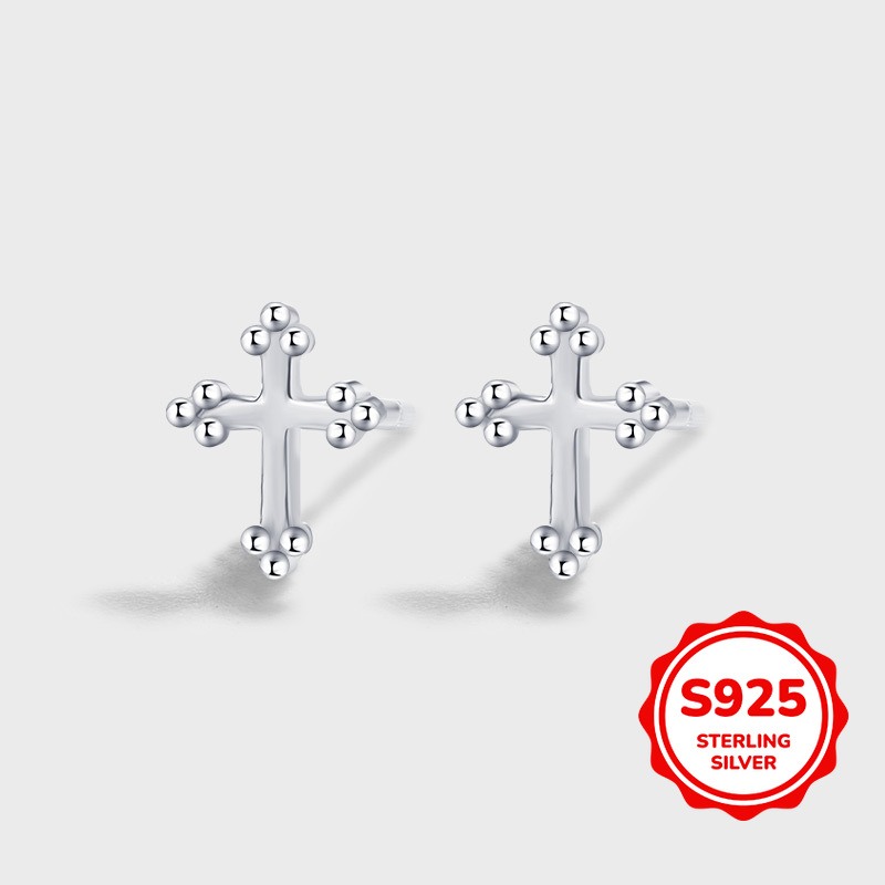 【送料無料】 ピアス クラシック S925 シルバー クロス スタッド イヤリング アクセサリー ジュエリー レディース 女性 ジルコン パーティー ギフト｜FineJewelrys