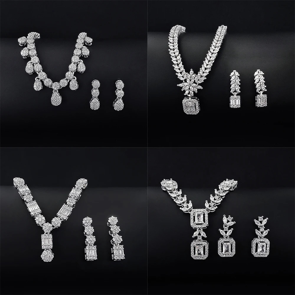 【送料無料】 】 ジュエリーセット ピアス ネックレス シルバー 韓国 レディース トレンド カラー パーティ ギフト ジュエリー バルク クリスマス