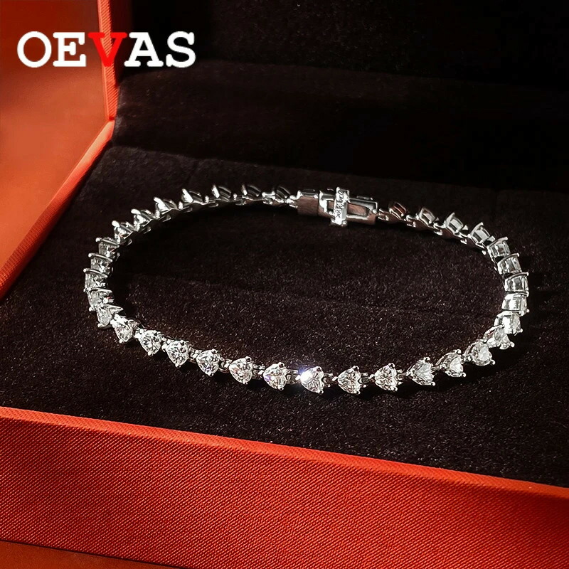【クーポン利用で103620円】 ブレスレット シルバー ハート リング レディース 3mm フル モイサナイト GRA 100% 925 スターリング パーティ ファイン ジュエリー ギフト｜FineJewelrys