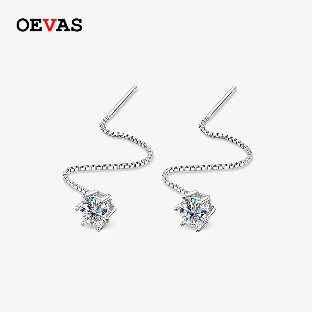 【送料無料】 】 ピアス シルバー ドロップ リング ロング レディース 100% 925 スターリング 2ct モイサナイト タッセル 結婚式 ウェディング パーティ 贅沢 ファイン ジュエリー ギフト