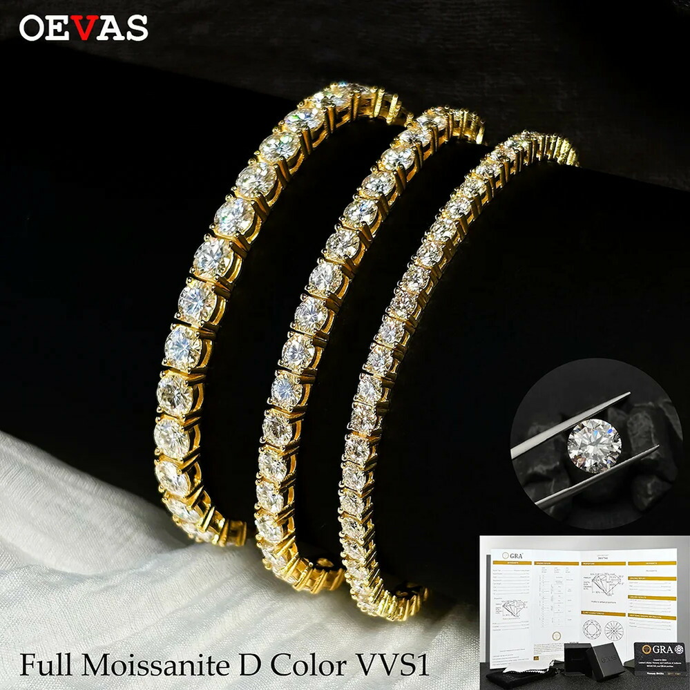 【クーポン利用で116440円】 ブレスレット ダイヤモンド ゴールド シルバー テニス レディース 3mm 4mm 5mm GRA フル モイサナイト スポーツ S925 プレート 18K 人工的 アーティフィシャル｜FineJewelrys