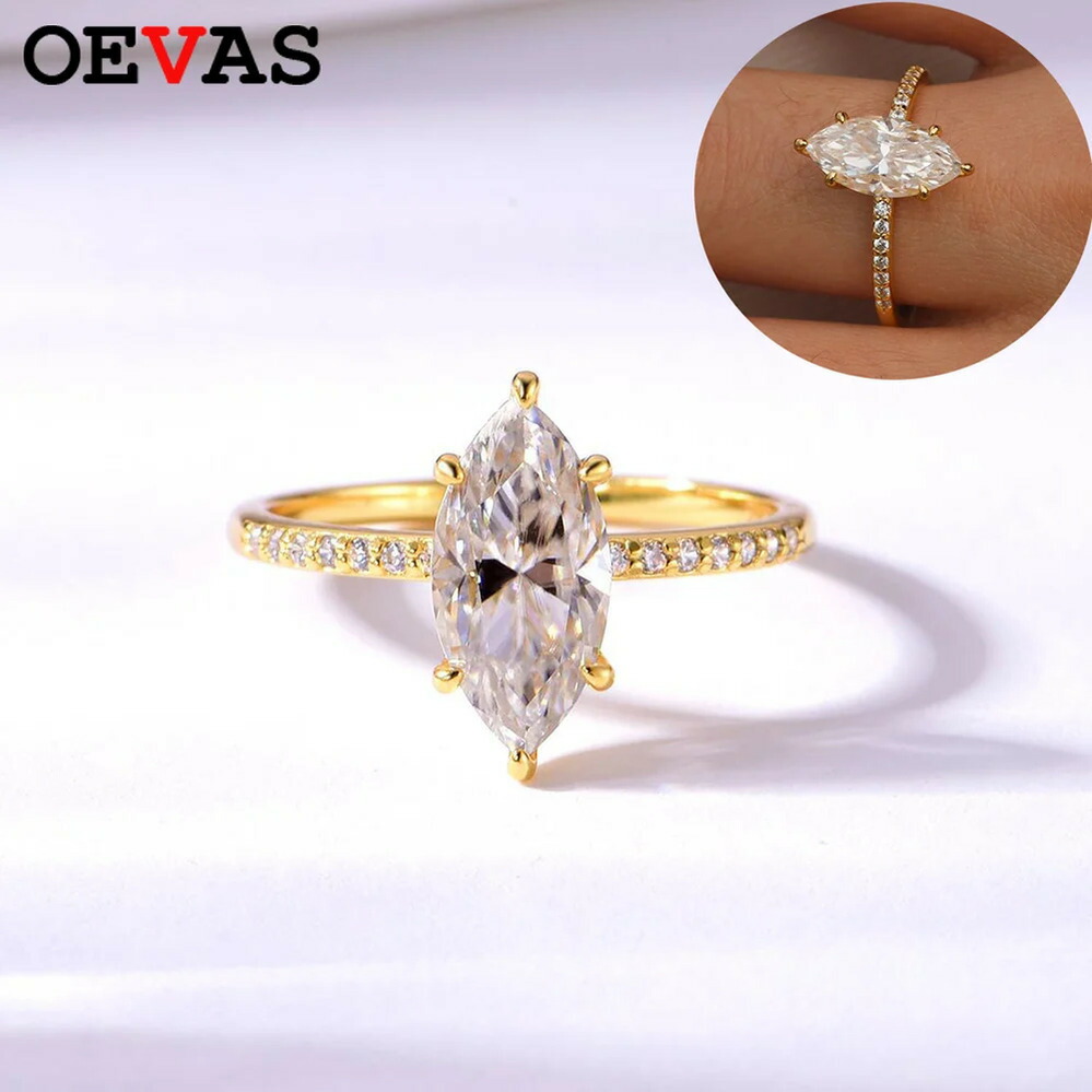【クーポン利用で36500円】 【クーポン利用で36500円】 指輪 リング ゴールド シルバー D レディース 2ct VVS1 マーキス カット モイサナイト 100% S925 プレート 18K 結婚式 ウェディング バンド ギフト ジュエリー GRA 28,490円