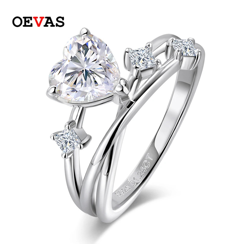 【クーポン利用で58640円】 指輪 リング ブライダル シルバー ハート D レディース 1ct カラー モイサナイト 結婚式 ウェディング 婚約 パーティ 100% 925 スターリング ファイン ジュエリー｜FineJewelrys