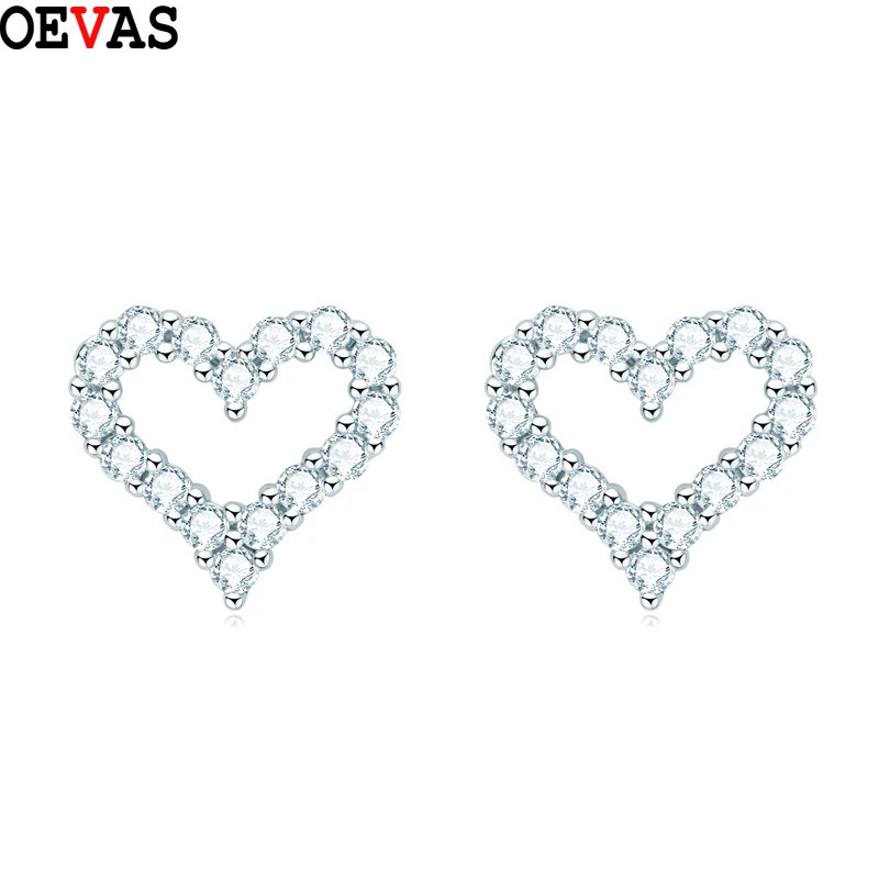 【送料無料】 】 ピアス シルバー ハート リング レディース 100% 925 スターリング .96ct 2mm モイサナイト スタッド 輝く スパークリング 結婚式 ウェディング パーティ ファイン ジュエリー ギフト