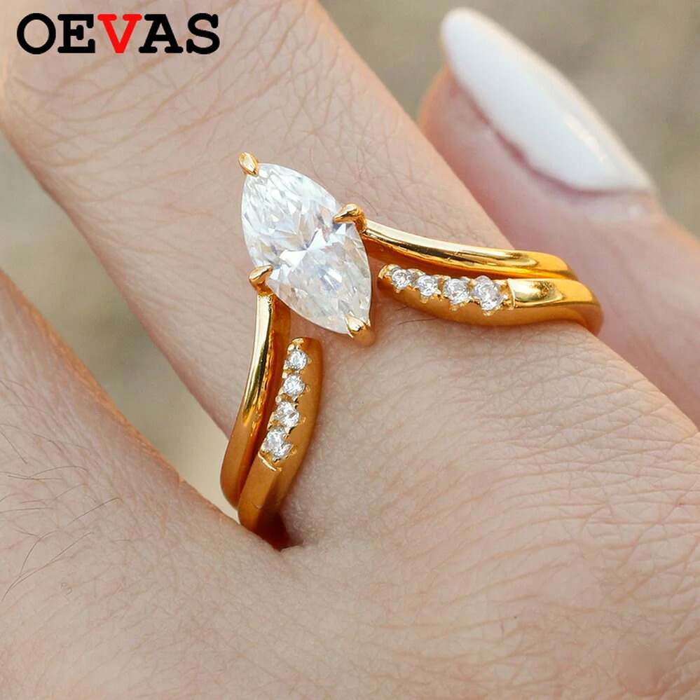 【クーポン利用で41920円】 【クーポン利用で41920円】 指輪 リング ダイヤモンド ゴールド シルバー レディース 1-3ct マーキス カット モイサナイト セット S925 プレート 18K ラボ 結婚式 ウェディング バンド ファイン ジュエリー