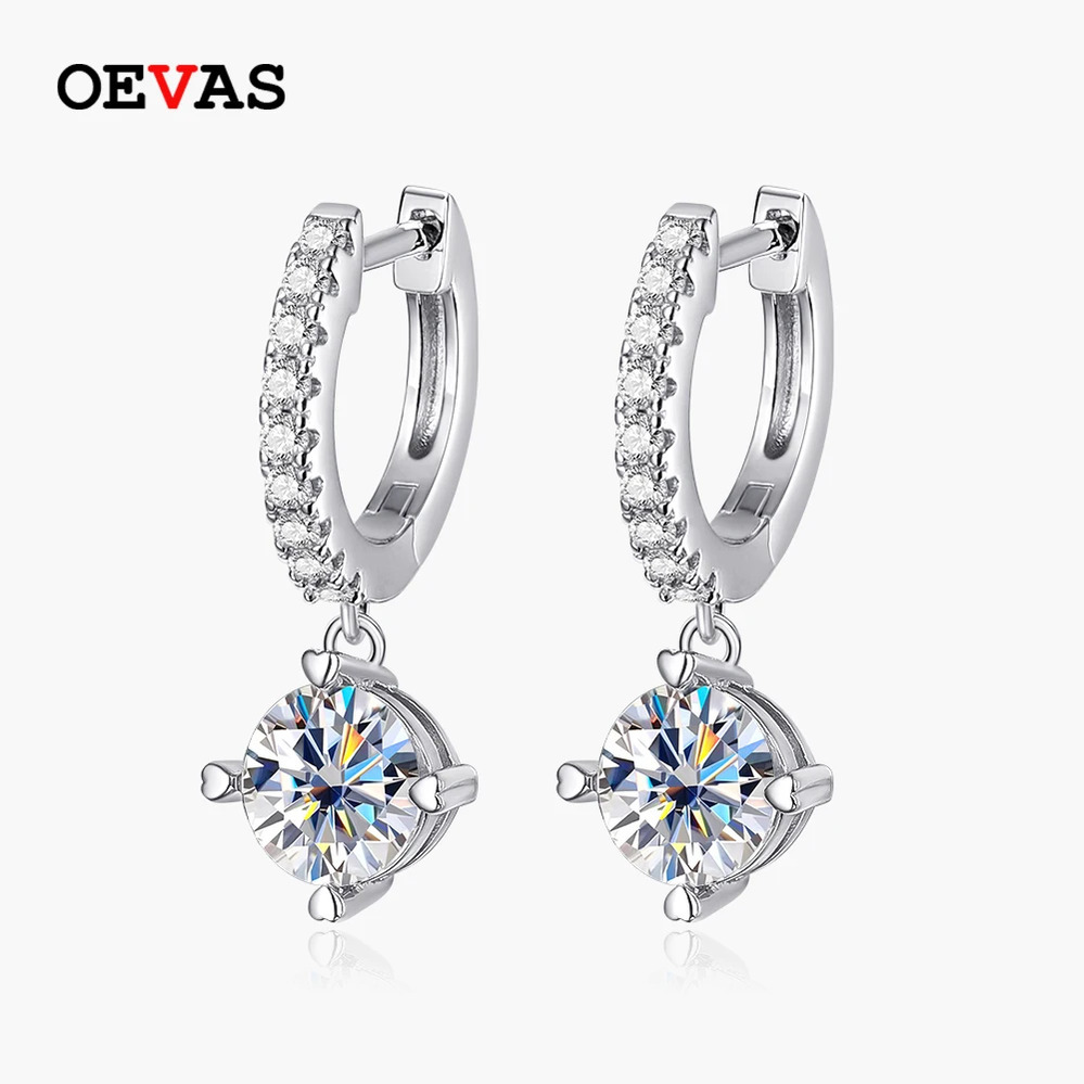 【送料無料】 】 ピアス シルバー ドロップ リング D レディース 100% 925 スターリング 結婚式 ウェディング パーティ 輝く スパークリング リアル 0.5 カラット カラー モイサナイト ファイン ジュエリー